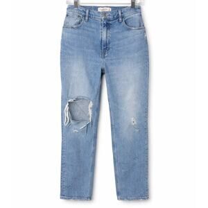 Abercrombie & Fitch 90s Straight Ultra High Rise Jeans Distressed Light Wash 26